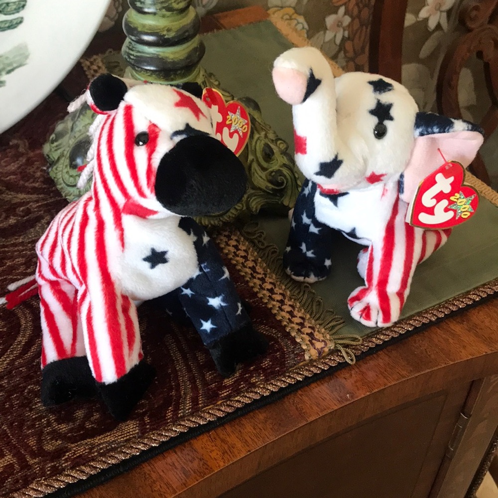Ty Lefty and Righty Beanie Babies 2000